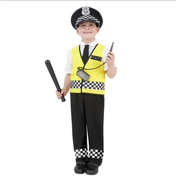 Childs Delu policije Kostum Prometne policije Telovnik & Kapa Klobuk Kostum pustna Obleka za 3-9years otrok