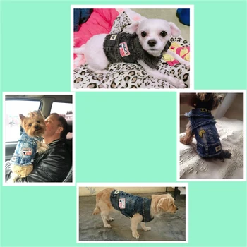 Novo Denim Pet Oblačila Za Pse, Risanka, Vezenih Luknjo Kavboj Telovnik Oblačila Za Majhne Pse Kuža Suknjič Chihuahua Doggies Kostumi