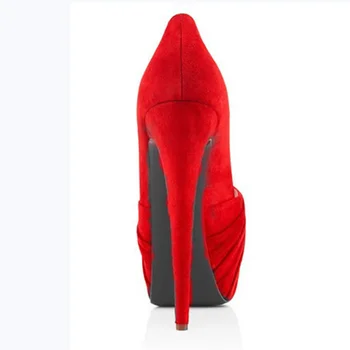 SHOFOO čevlji,Elegantni modni ženski čevlji, usnjeni, o 14.5 cm visoko peto ženske čevlje, peep toe črpalke, velikost: 34-45