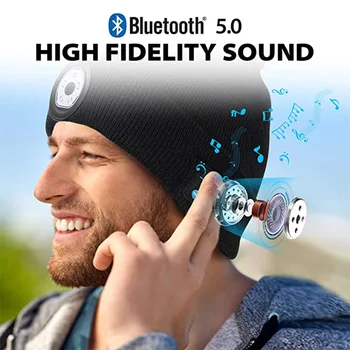 Toplo Beanie Klobuk z LED Luči z Slušalke Bluetooth Brezžične Slušalke Handfree Glasbeni Stereo Zvočnik z Mikrofonom za iPhone