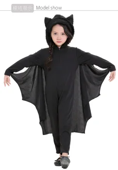 Fant Dekle Črno Zlo Vampir Bat Kostum Otrok Halloween Kostumi, Igra Vampir Hudič Kostum določa dekleta kul Nove obleke