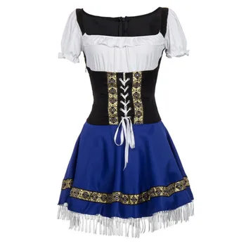 Seksi Modra Bavarski Oktoberfest Ženske Wench Natakarica, ki Služijo Devica Kostum S-3XL Pivo Dekle Fancy Oblačenja