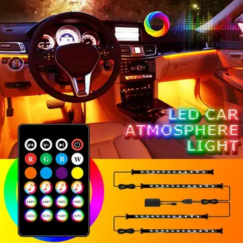5 5050 USB LED Bluetooth Vzdušje Avto Trakovi Luči RGB Glasbe Avto Neon Prilagodljive Luči Bar