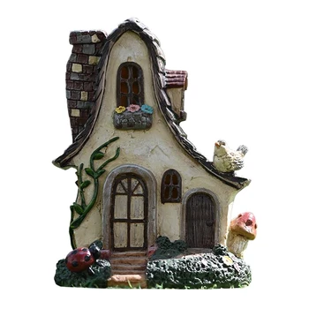 Mystic Gnome Vila, Hiša Figur na Prostem Dekor Vrtu Hiše, Kipi, Nepremočljiva in Trajne, za Balkon, Cvet Posteljo